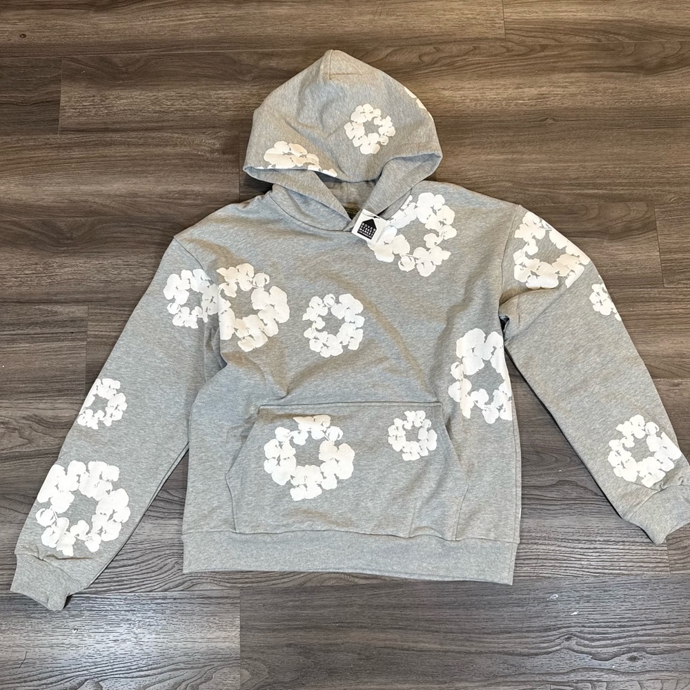 Gray denim tears Hoodie brand new with the tags